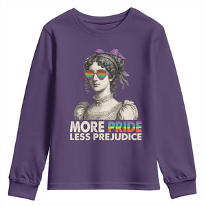 More Pride Less Prejudice Youth Sweatshirt LGBTQ Proud Ally Pride Month TS10 Purple Print Your Wear