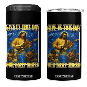 Music Give Us This Day Our Daily Shred 4 in 1 Can Cooler Tumbler Funny Jesus Rock Guitar Meme TS02 One Size: 16 oz Black Print Your Wear