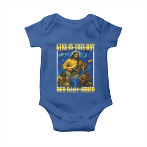 Music Give Us This Day Our Daily Shred Baby Onesie Funny Jesus Rock Guitar Meme TS02 Royal Blue Print Your Wear