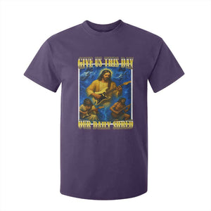 Music Give Us This Day Our Daily Shred T Shirt For Kid Funny Jesus Rock Guitar Meme TS02 Purple Print Your Wear