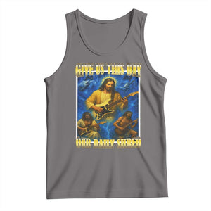 Music Give Us This Day Our Daily Shred Tank Top Funny Jesus Rock Guitar Meme TS02 Deep Heather Print Your Wear