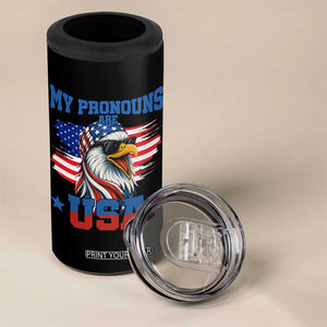 My Pronouns Are USA 4 in 1 Can Cooler Tumbler Bold Patriotic Eagle with American Flag Bandana Mullet TS02 Print Your Wear