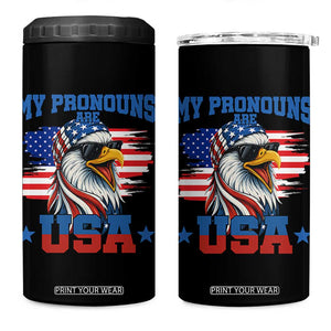 My Pronouns Are USA 4 in 1 Can Cooler Tumbler Bold Patriotic Eagle with American Flag Bandana Mullet TS02 One Size: 16 oz Black Print Your Wear