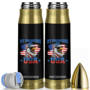 My Pronouns Are USA Bullet Tumbler Bold Patriotic Eagle with American Flag Bandana Mullet TS02 Black Print Your Wear