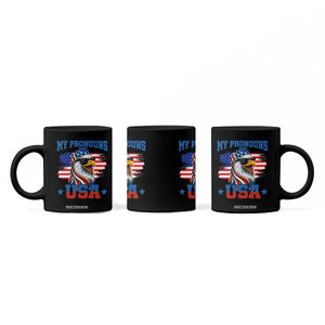 My Pronouns Are USA Coffee Mug Bold Patriotic Eagle with American Flag Bandana Mullet TS02 Print Your Wear
