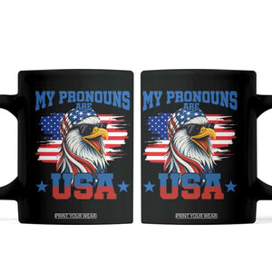 My Pronouns Are USA Coffee Mug Bold Patriotic Eagle with American Flag Bandana Mullet TS02 Black Print Your Wear