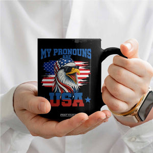 My Pronouns Are USA Coffee Mug Bold Patriotic Eagle with American Flag Bandana Mullet TS02 Print Your Wear