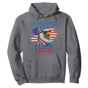 My Pronouns Are USA Hoodie Bold Patriotic Eagle with American Flag Bandana Mullet TS02 Charcoal Print Your Wear