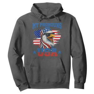 My Pronouns Are USA Hoodie Bold Patriotic Eagle with American Flag Bandana Mullet TS02 Dark Heather Print Your Wear