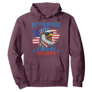 My Pronouns Are USA Hoodie Bold Patriotic Eagle with American Flag Bandana Mullet TS02 Maroon Print Your Wear