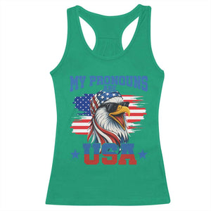 My Pronouns Are USA Racerback Tank Top Bold Patriotic Eagle with American Flag Bandana Mullet TS02 Irish Green Print Your Wear