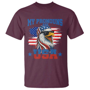 My Pronouns Are USA T Shirt Bold Patriotic Eagle with American Flag Bandana Mullet TS02 Maroon Print Your Wear