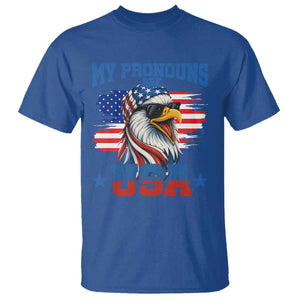 My Pronouns Are USA T Shirt Bold Patriotic Eagle with American Flag Bandana Mullet TS02 Royal Blue Print Your Wear