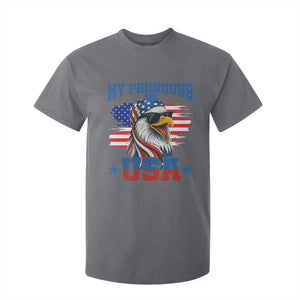 My Pronouns Are USA T Shirt For Kid Bold Patriotic Eagle with American Flag Bandana Mullet TS02 Charcoal Print Your Wear