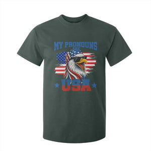 My Pronouns Are USA T Shirt For Kid Bold Patriotic Eagle with American Flag Bandana Mullet TS02 Dark Forest Green Print Your Wear