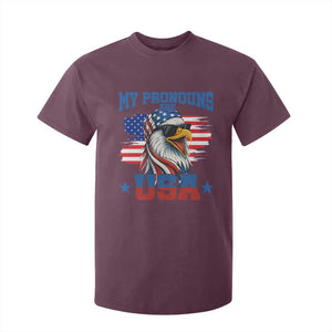 My Pronouns Are USA T Shirt For Kid Bold Patriotic Eagle with American Flag Bandana Mullet TS02 Maroon Print Your Wear