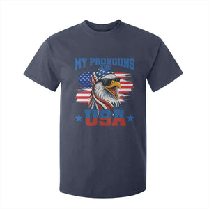 My Pronouns Are USA T Shirt For Kid Bold Patriotic Eagle with American Flag Bandana Mullet TS02 Navy Print Your Wear