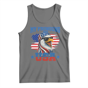 My Pronouns Are USA Tank Top Bold Patriotic Eagle with American Flag Bandana Mullet TS02 Black Heather Print Your Wear