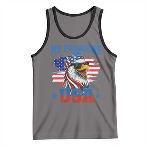 My Pronouns Are USA Tank Top Bold Patriotic Eagle with American Flag Bandana Mullet TS02 Deep Heather Black Print Your Wear
