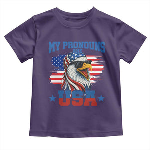 My Pronouns Are USA Toddler T Shirt Bold Patriotic Eagle with American Flag Bandana Mullet TS02 Purple Print Your Wear