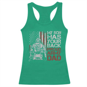 My Son Has Your Back Proud Army Dad Racerback Tank Top Military Father TS11 Irish Green Print Your Wear