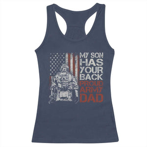 My Son Has Your Back Proud Army Dad Racerback Tank Top Military Father TS11 Navy Print Your Wear