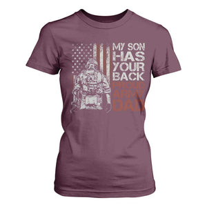 My Son Has Your Back Proud Army Dad T Shirt For Women Military Father TS11 Maroon Print Your Wear