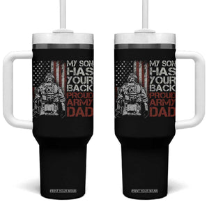 My Son Has Your Back Proud Army Dad Tumbler With Handle Military Father TS11 One Size: 40 oz Black Print Your Wear