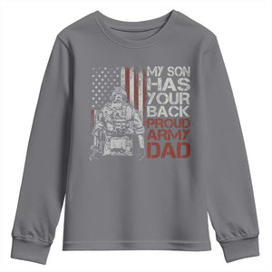 My Son Has Your Back Proud Army Dad Youth Sweatshirt Military Father TS11 Charcoal Print Your Wear