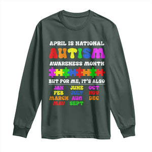 National Autism Awerness Month Long Sleeve Shirt Autistic Kids Gift TS10 Dark Forest Green Print Your Wear