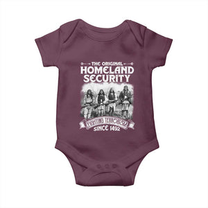 Native American Baby Onesie Original Homeland Security TS09 Maroon Print Your Wear