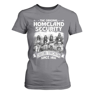 Native American T Shirt For Women Original Homeland Security TS09 Charcoal Print Your Wear