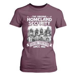 Native American T Shirt For Women Original Homeland Security TS09 Maroon Print Your Wear