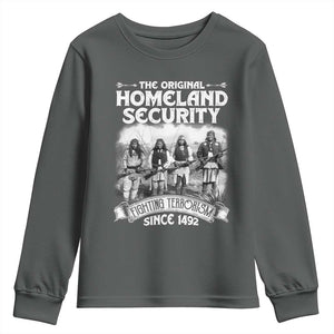 Native American Youth Sweatshirt Original Homeland Security TS09 Dark Heather Print Your Wear