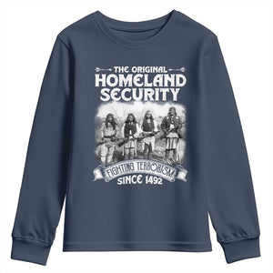 Native American Youth Sweatshirt Original Homeland Security TS09 Navy Print Your Wear