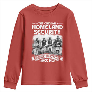 Native American Youth Sweatshirt Original Homeland Security TS09 Red Print Your Wear