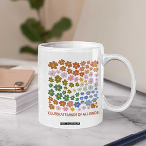 Neurodiversity Boho Floral Coffee Mug Celebrate Minds of All Kinds Autism ADHD ASD TS02 Print Your Wear