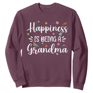 New Grandma Sweatshirt Happiness is Being a Grandma Grandmother TS10 Maroon Print Your Wear