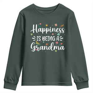New Grandma Youth Sweatshirt Happiness is Being a Grandma Grandmother TS10 Dark Forest Green Print Your Wear