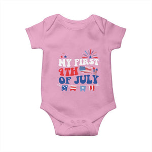 Newborn My First 4th of July Baby Onesie Groovy Baby Infant Neutral Outfits Stars Stripe TS10 Light Pink Print Your Wear