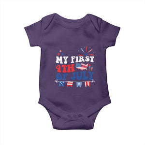 Newborn My First 4th of July Baby Onesie Groovy Baby Infant Neutral Outfits Stars Stripe TS10 Purple Print Your Wear
