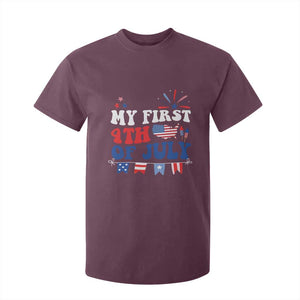Newborn My First 4th of July T Shirt For Kid Groovy Baby Infant Neutral Outfits Stars Stripe TS10 Maroon Print Your Wear