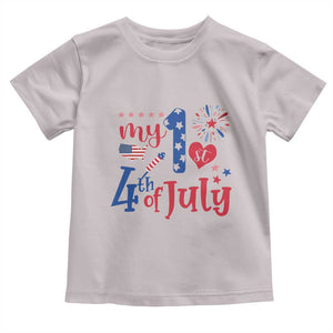 Newborn My First 4th of July Toddler T Shirt Baby Infant Neutral Outfits Stars Stripe TS10 Ice Gray Print Your Wear