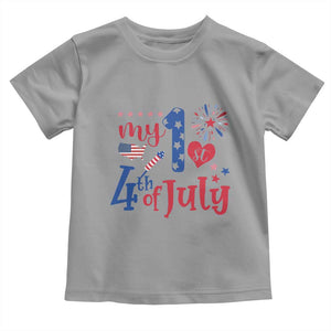 Newborn My First 4th of July Toddler T Shirt Baby Infant Neutral Outfits Stars Stripe TS10 Sport Gray Print Your Wear