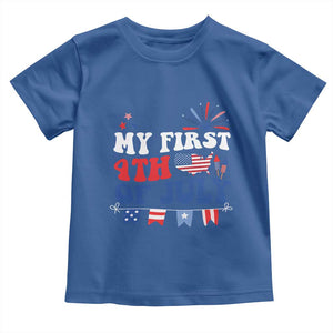 Newborn My First 4th of July Toddler T Shirt Groovy Baby Infant Neutral Outfits Stars Stripe TS10 Royal Blue Print Your Wear