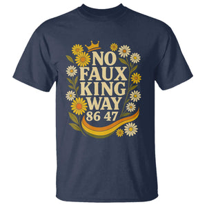 No Faux King Way 8647 T Shirt Subtle Resist 70s Retro Floral TS02 Navy Print Your Wear
