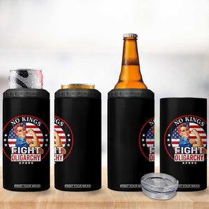 No Kings Fight Oligarchy 4 in 1 Can Cooler Tumbler Woman's Girl Vintage America Flag TS11 Print Your Wear