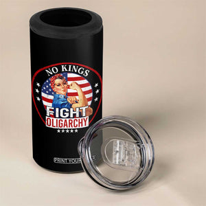 No Kings Fight Oligarchy 4 in 1 Can Cooler Tumbler Woman's Girl Vintage America Flag TS11 Print Your Wear