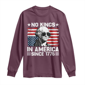 No Kings In America Since 1776 Long Sleeve Shirt George Washington US Flag Upside Down TS10 Maroon Print Your Wear