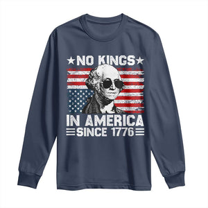 No Kings In America Since 1776 Long Sleeve Shirt George Washington US Flag Upside Down TS10 Navy Print Your Wear